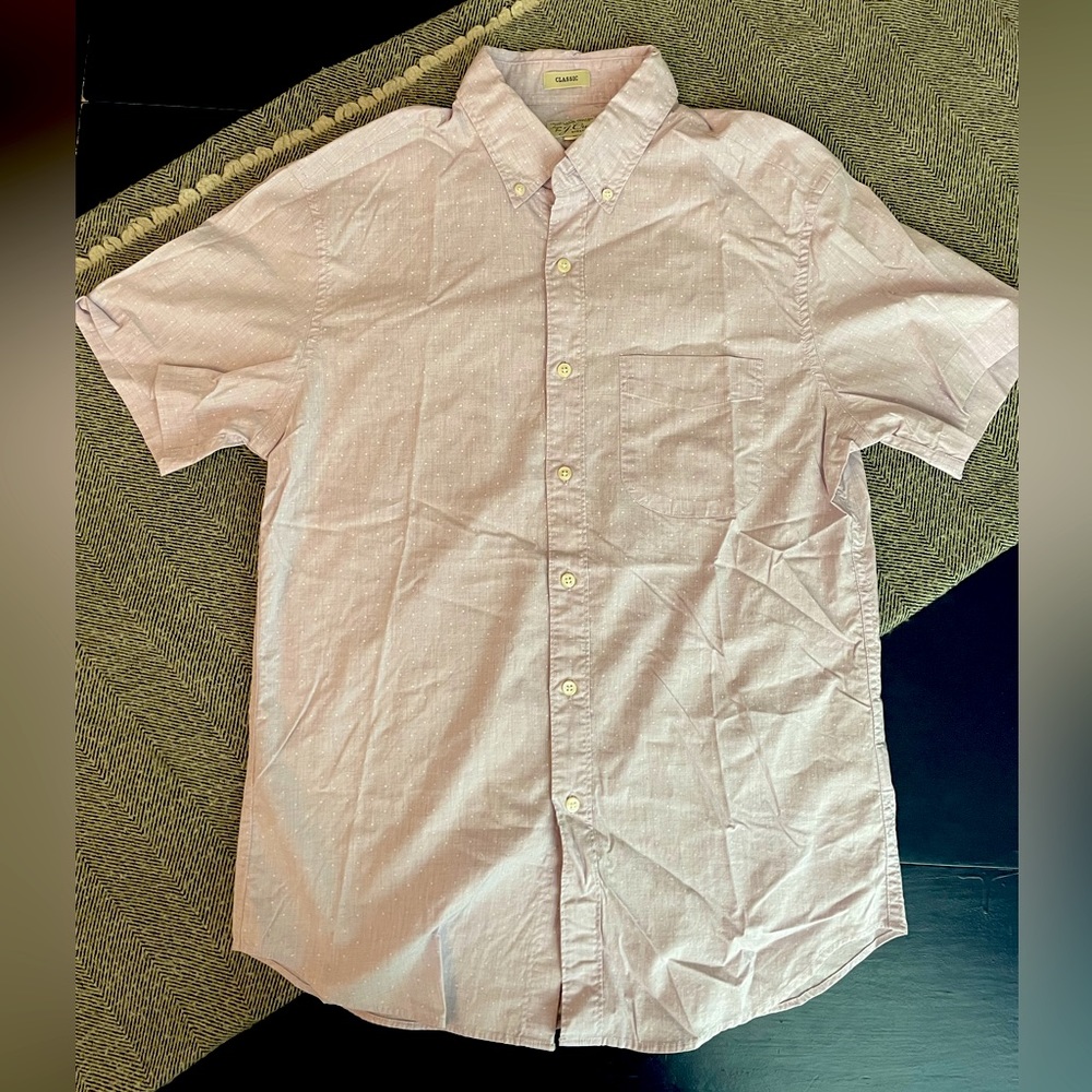 JCrew lavender microdot short sleeve button down Small